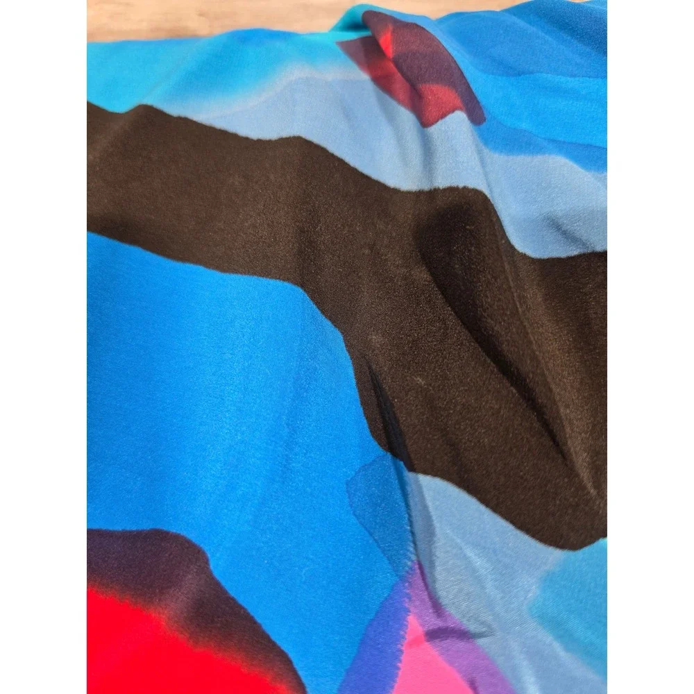 Vtg 80s Babacho for Nicole Hand Painted Silk Dress & Matching Scarf Set Art